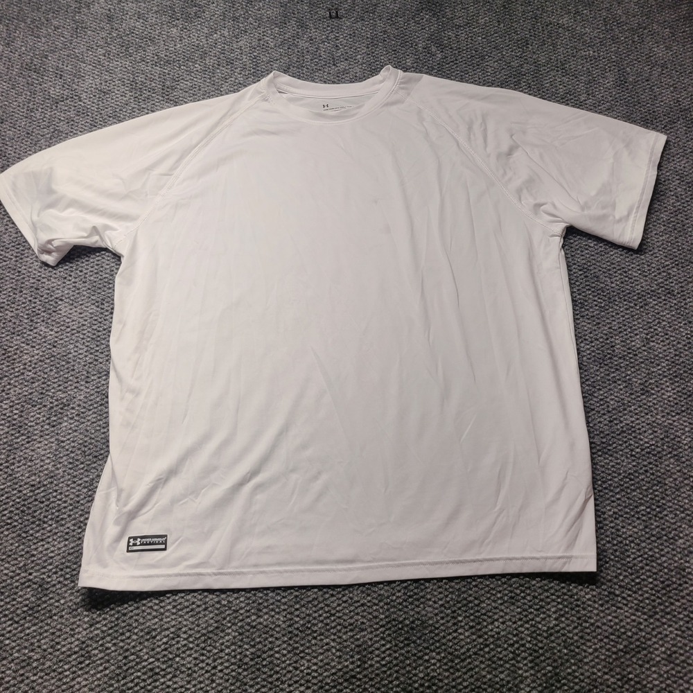 Under Armour Tactical HeatGear Shirt Mens 2XL White Loose Fit Short Sleeve Tee